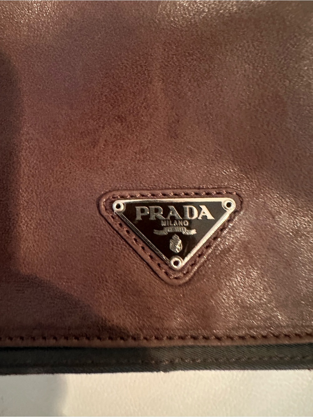 Prada Brown Leather & Green Nylon Messenger Bag - Picture 7 of 7